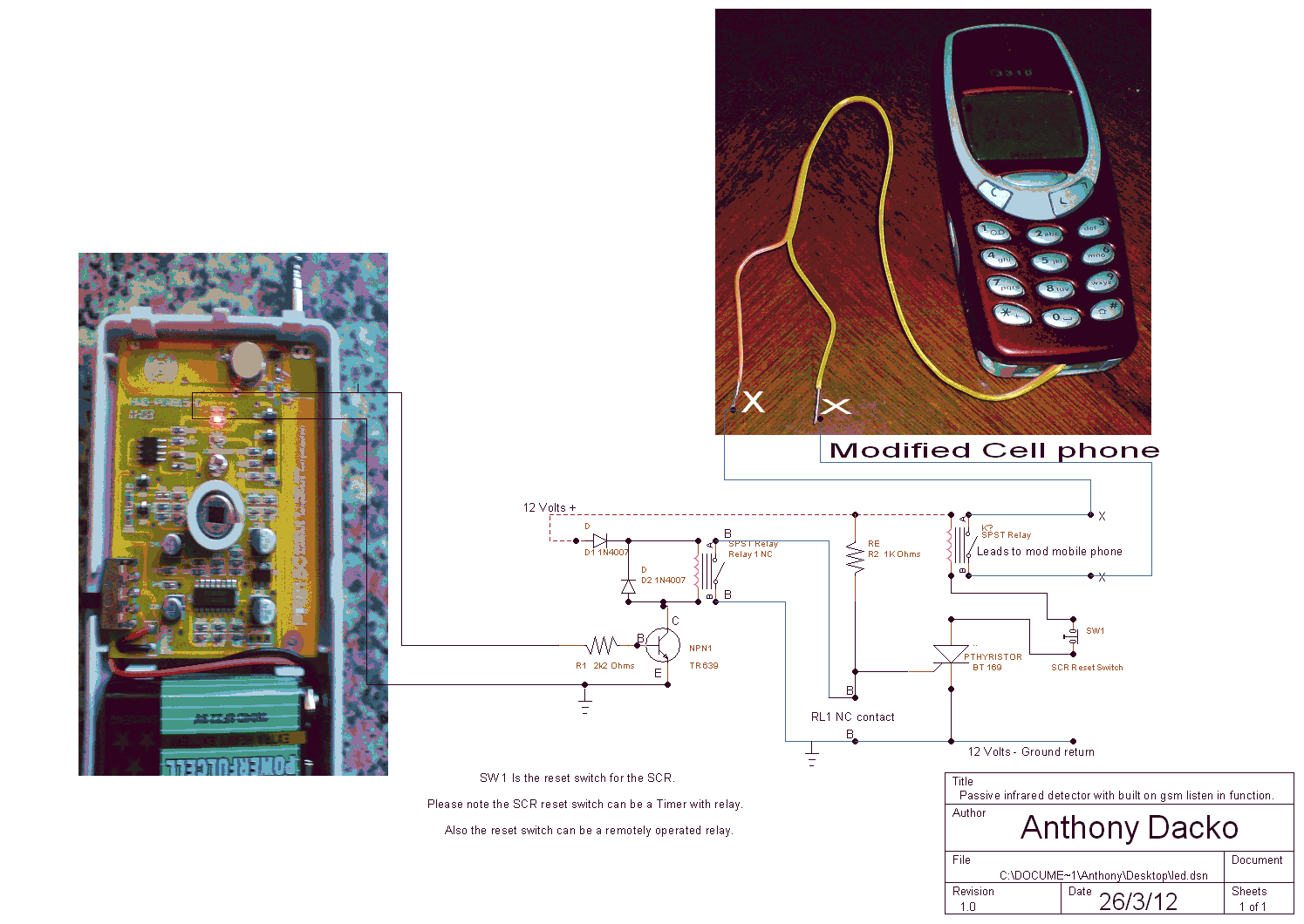 Identifying LED Pins, +ve has long lead, small plate, -ve has short lead. large plate, flat on body.